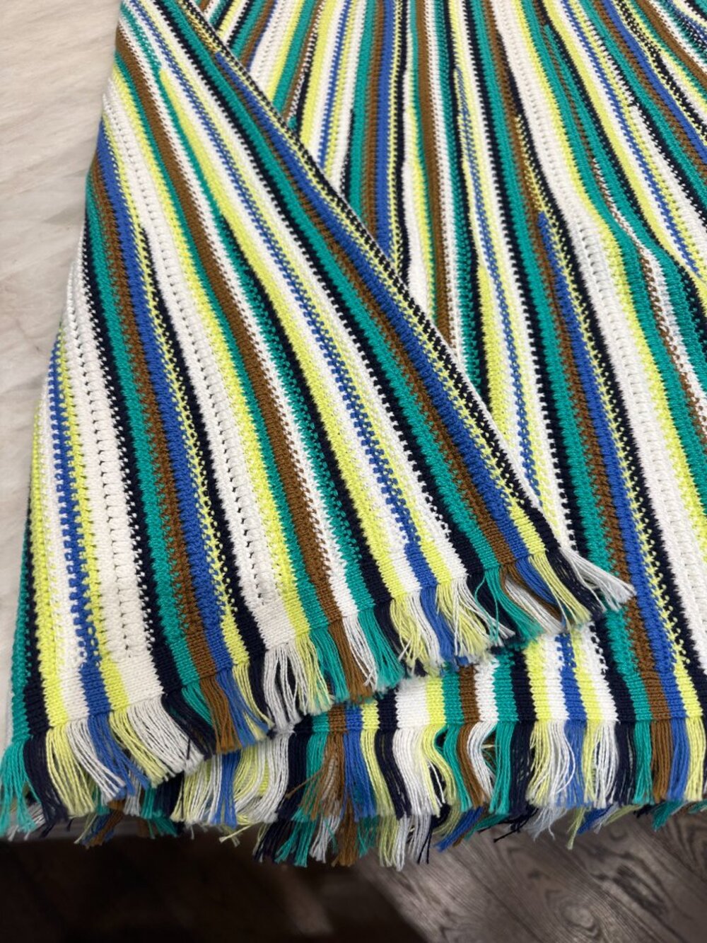 ME+EM Luxury Crochet Knit Fringe Maxi Skirt Resort Boho Coastal Chic L - Picture 3 of 10